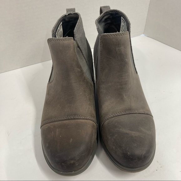 SOREL Ankle Boots Evie Quarry Gum 2 Chelsea Hidden Wedge Heel Womens Size 5.5 - Picture 4 of 11
